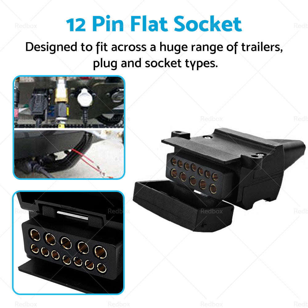 Suitable For Trailer Connector 12 Pin Flat Female Socket Car Caravan 82072BL