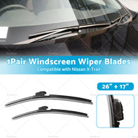 Wiper Blades Suitable for Nissan X-Trail T32 2014-2022 Front Pair 26inch  17inch