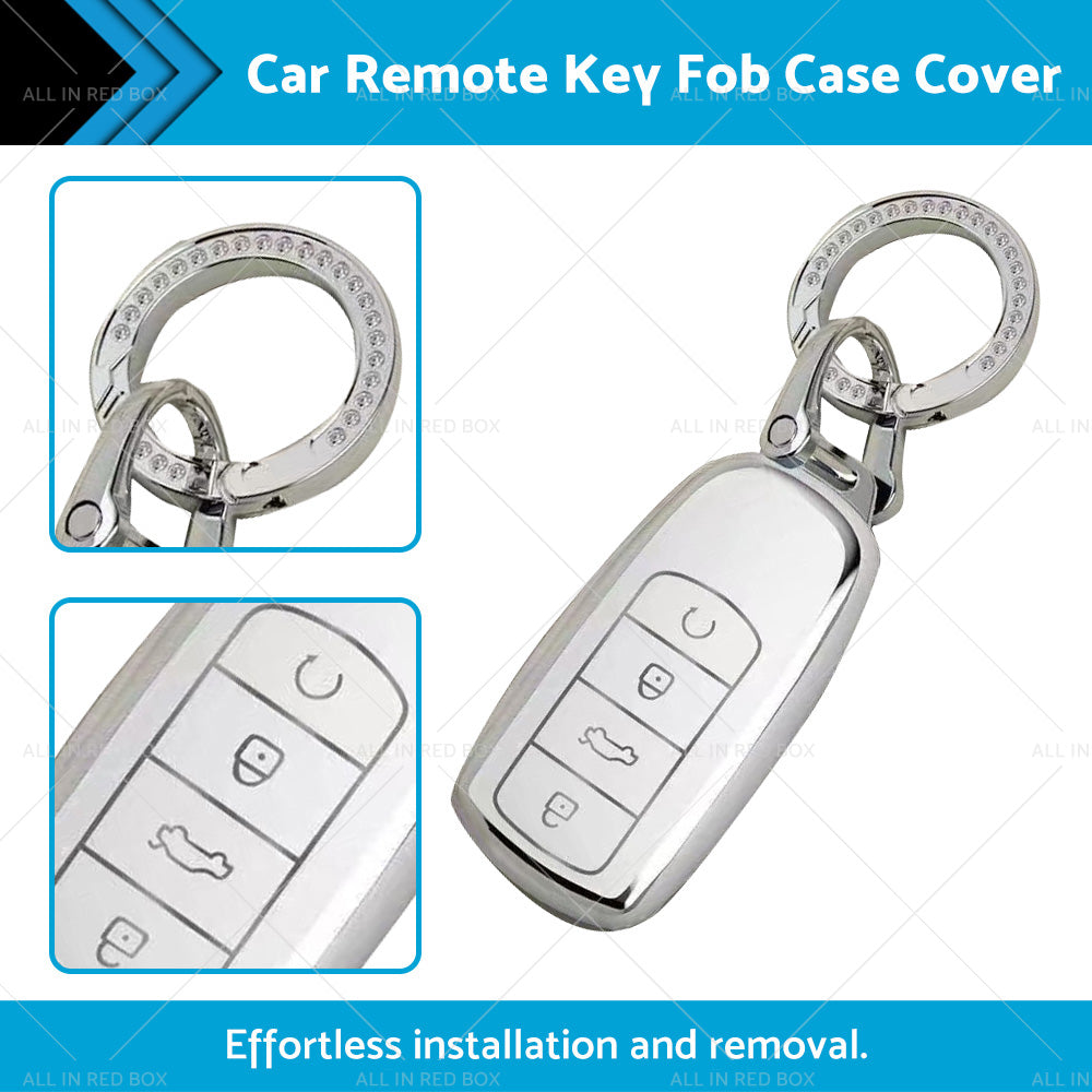 Suitable For Chery Omoda 5 Car Remote Key Fob Case Cover TPU White and Sliver