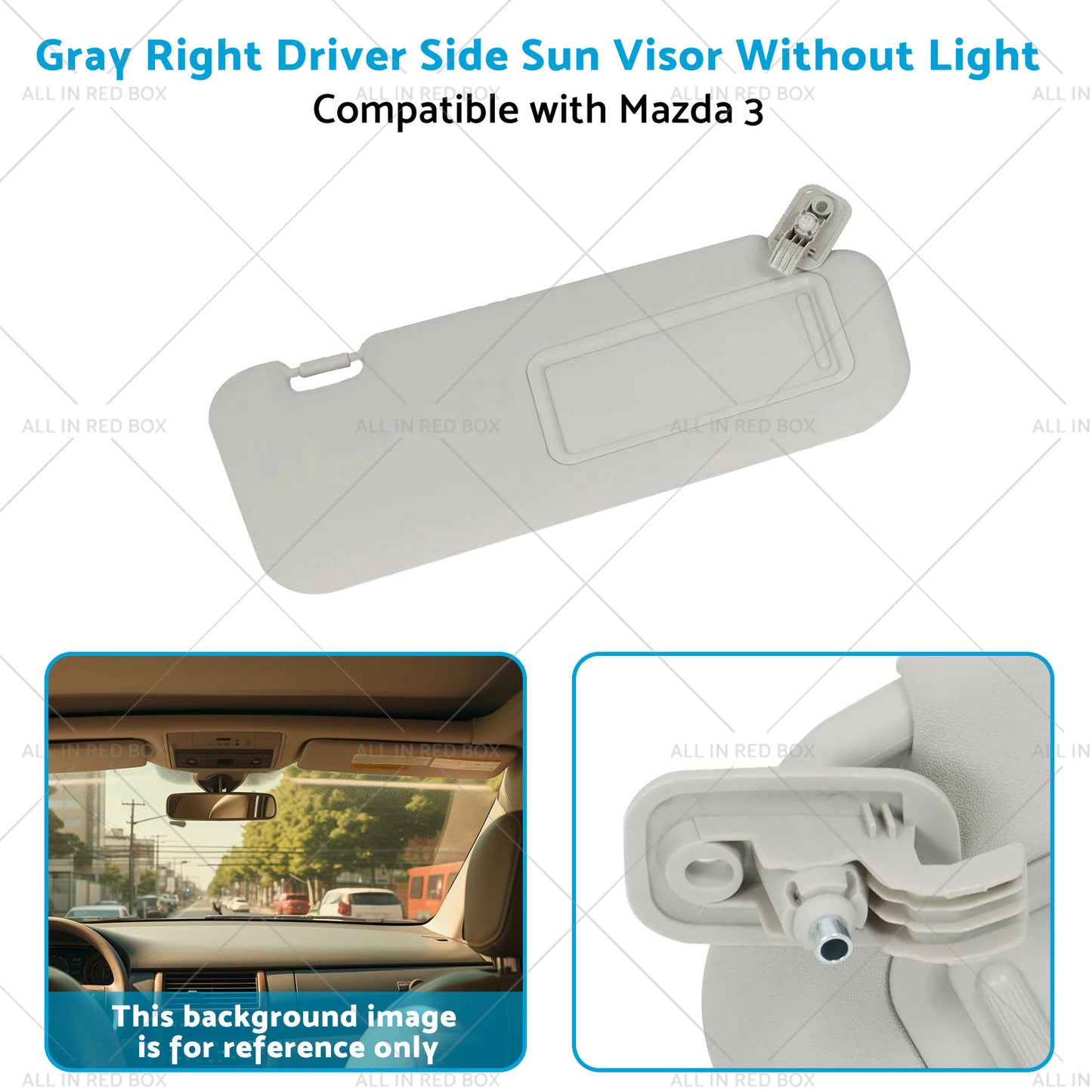 1x Gray Right Driver Side Sun Visor Suitable for 10-13 Mazda 3 BBM369-270C-75