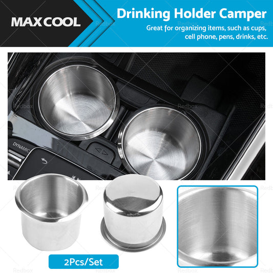 2x Stainless Steel Cup Drink Holder Suitable For Marine Car Truck Camper RV Boat