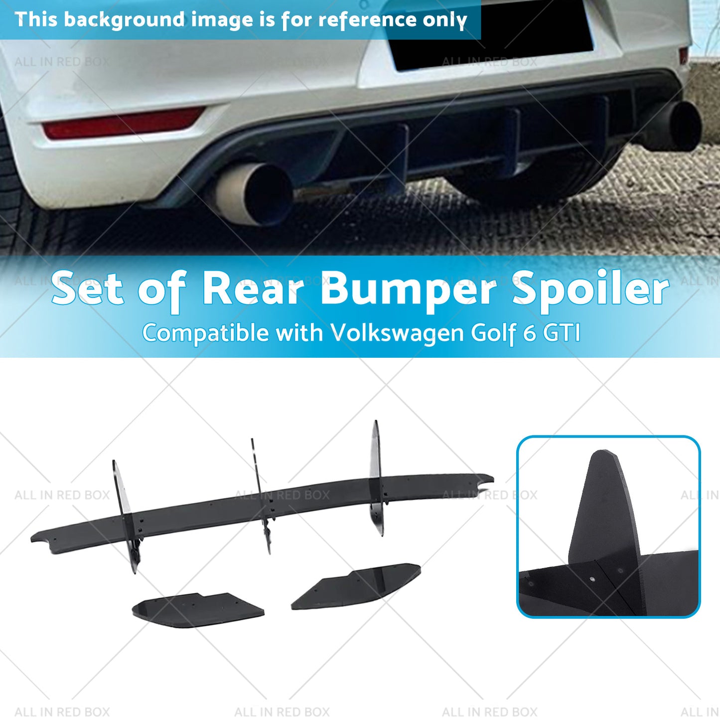 Rear Bumper Lip Diffuser Spoiler Suitable For VW Golf 6 MK6 GTI 2010-2014