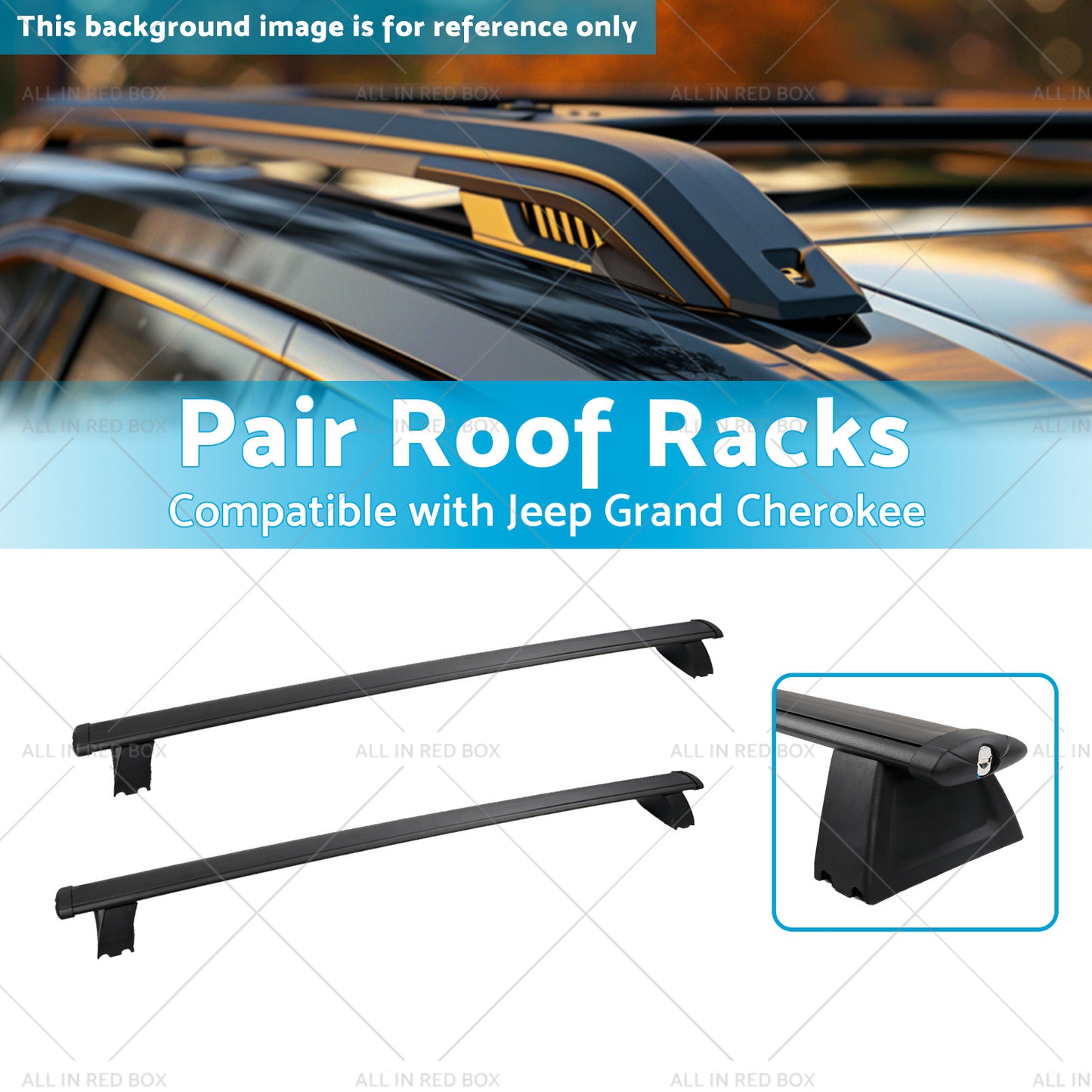 2x Cross Bar Roof Rack Suitable for Jeep Grand Cherokee 11-21 with 2 keys