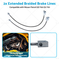 2x Extended Braided Brake Lines Suitablefor Nissan Patrol GU Y61 GQ Y60 2-6inchLift