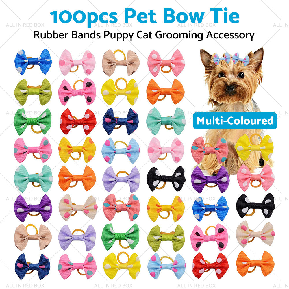 Up To 100PCS Pet Small Dog Hair Bows Rubber Bands Puppy Cat Grooming Accessory