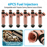 6x Fuel Injector 23250-20030 Suitable for Toyota Camry Sienna Solara Lexus ES300