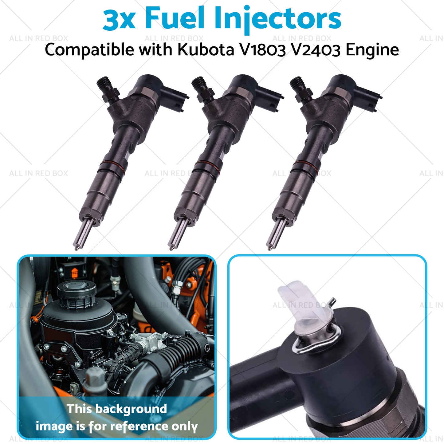 3x Fuel Injectors Suitable for Kubota V1803 V2403 Engine Tractor MX5200F L3301DT