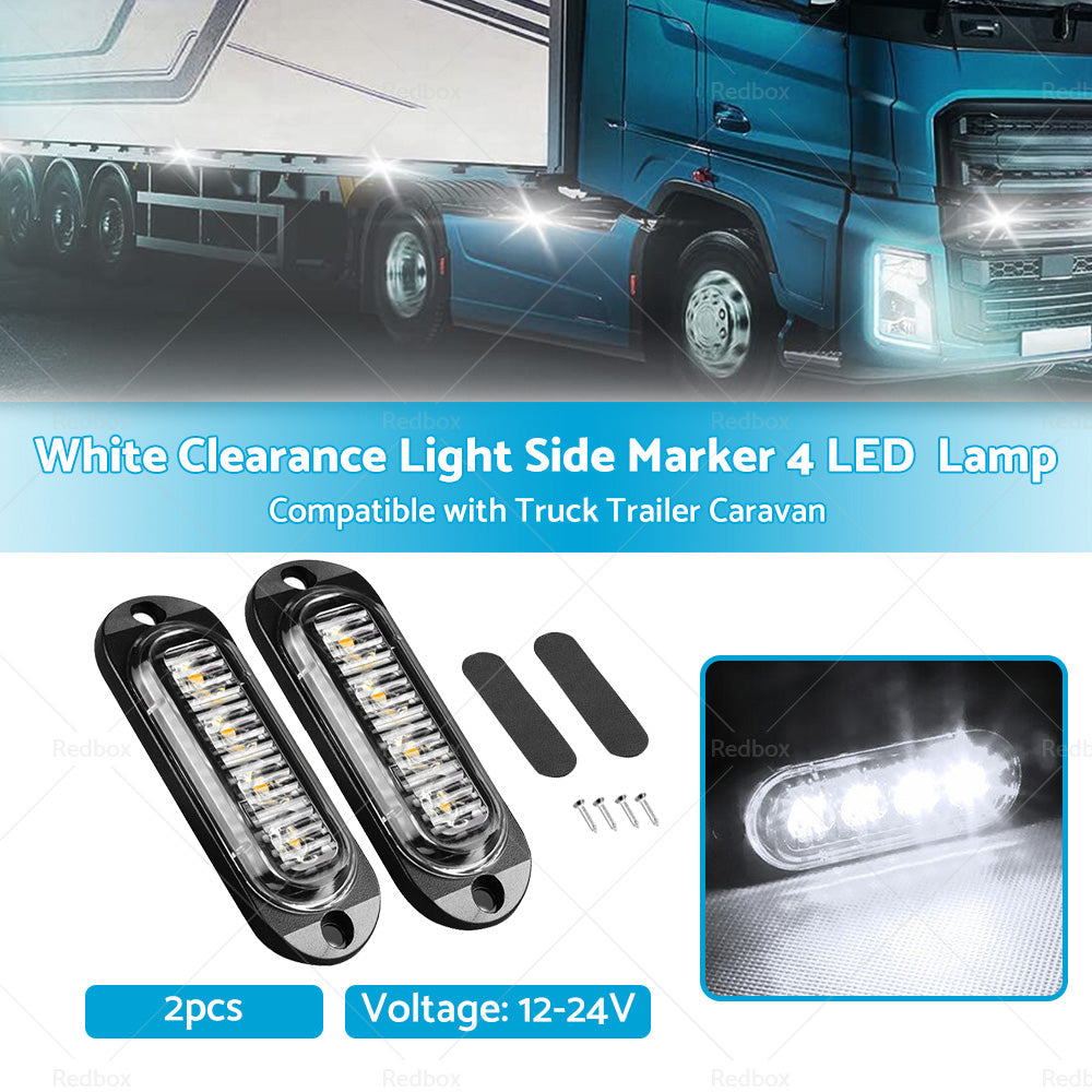 White Clearance Light Side Marker 4 LED Suitable For Truck Trailer Caravan Lamp