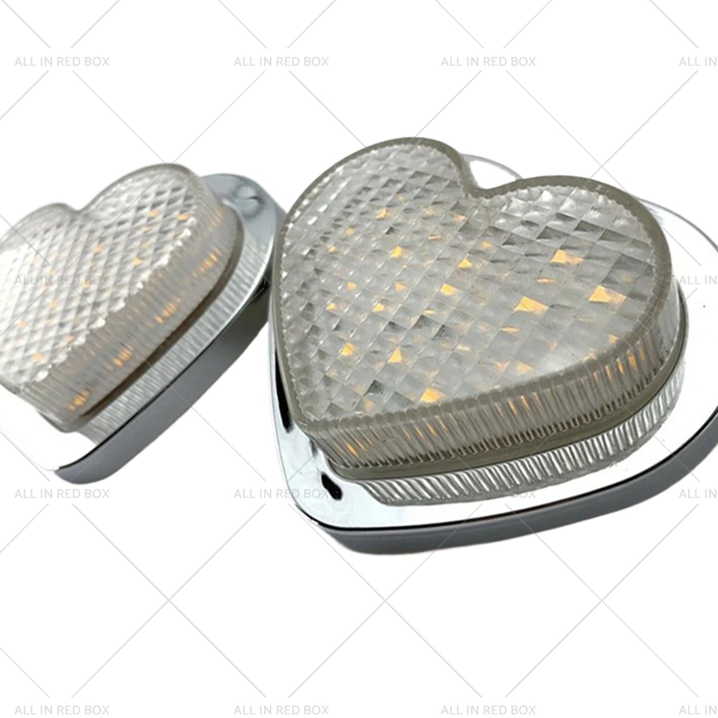 {{ Heart Pair 12V LED Side Marker Indicators Clear Flash White }} - Buy Car Parts Online at {{ Kaka Auto Parts }}.