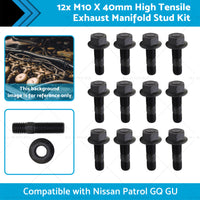 M10 X 40mm 12x High Tensile Exhaust Manifold Stud Kit Suitable for TD42 GQ GU