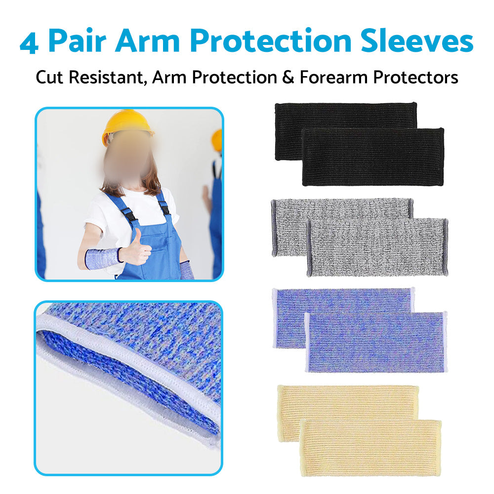 4 Pair Cut Resistant Sleeves Arm Protection Sleeves Forearm Protectors 4 Colors