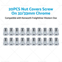 20x Nut Covers Screw Chrome 33mm Suitable for Kenworth Freightliner Western Star