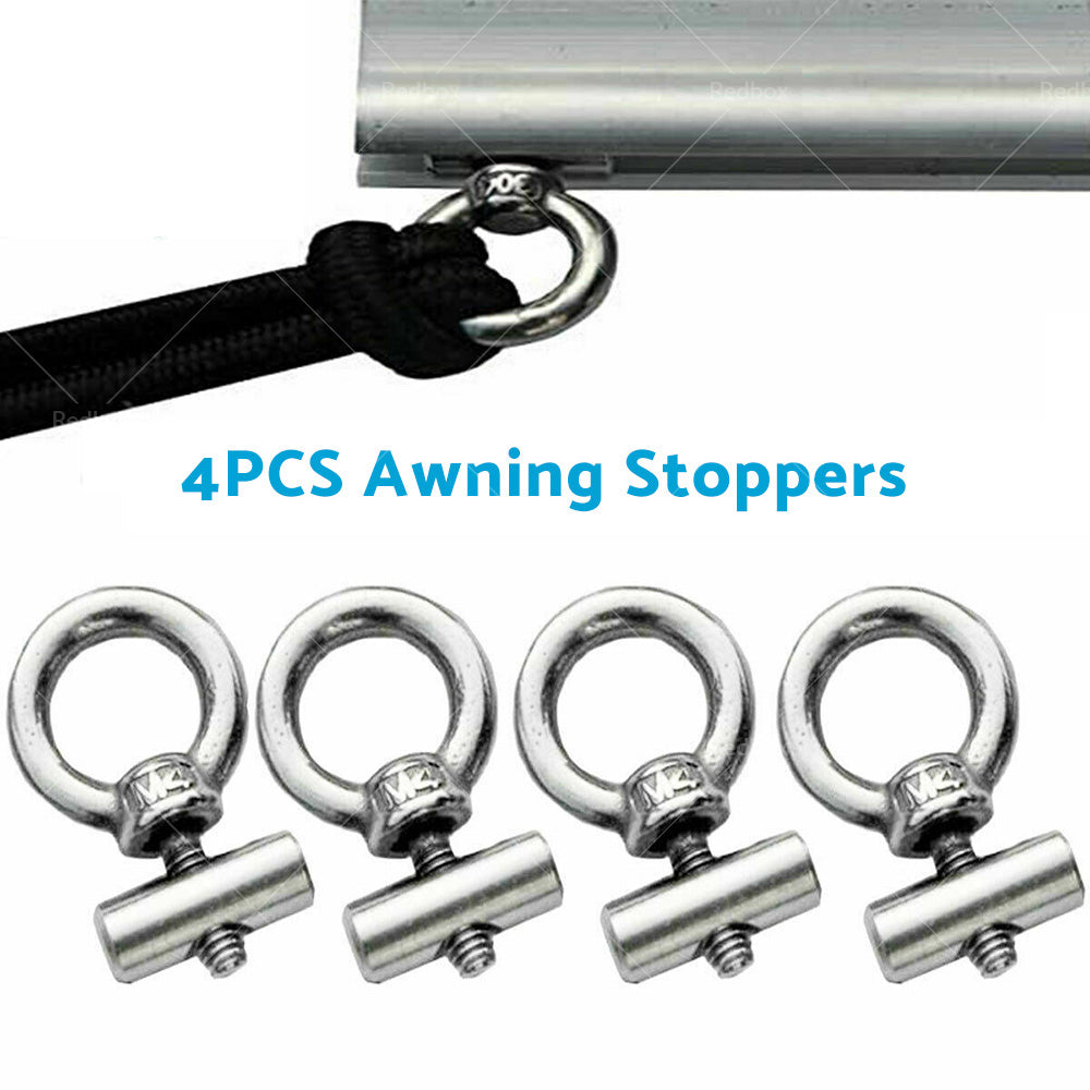 4 PCS Awning Rail Stoppers Rail Track Screws for Boat RV Caravan Stainless Steel