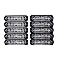 10 Pcs Amber Recovery Strobe 6 LED Lights Orange Grill Breakdown Flashing Beacon