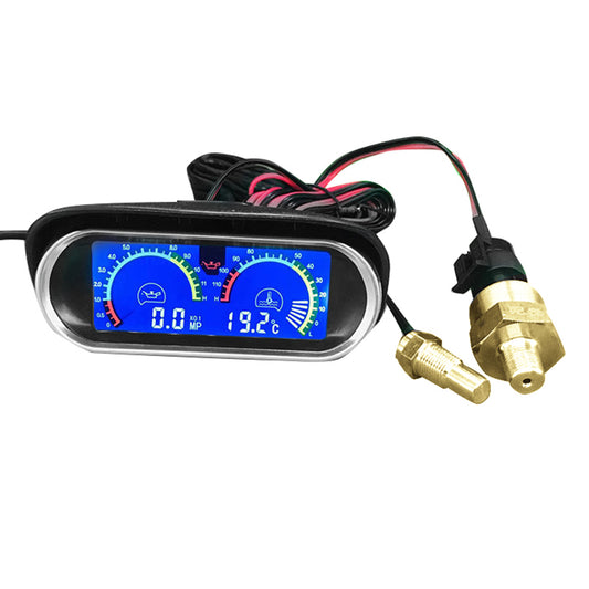 2-in-1 Digital Truck Car Water Temp Gauge Oil Pressure Meter Voltmeter Display