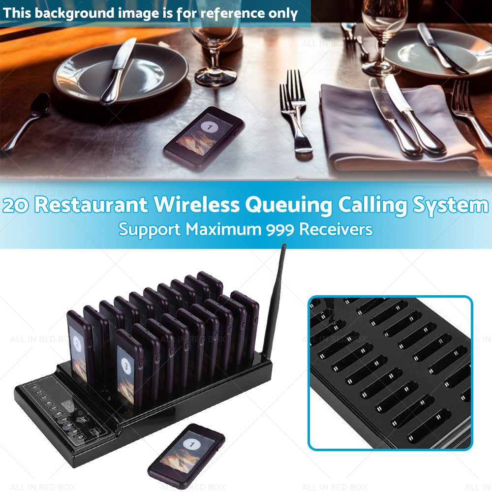 20 Restaurant Coaster Pager Guest Call Wireless Paging Queuing Calling System