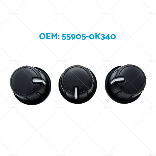 3pcs Heater Fan Control Switch Knob Suitable For Toyota Hilux Vigo TGN16 KUN16