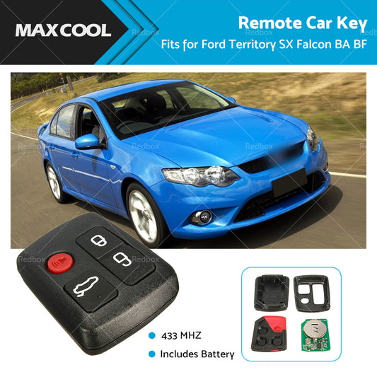 4 Button 433MHz Complete Remote Key Fits Ford Territory SX XR6 XR8 Falcon BA BF