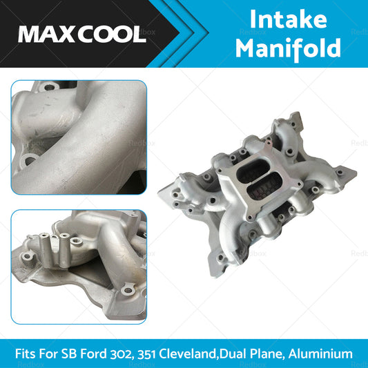 Intake Manifold, For SB Ford 302, 351 Cleveland, Dual Plane, Aluminium