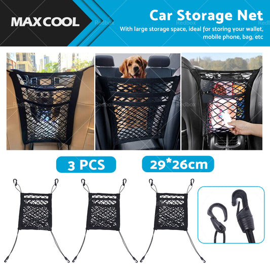 3PCS Car Truck Seat Mesh Tidy Storage Net Bag Organizer Holder Multi-Pocket