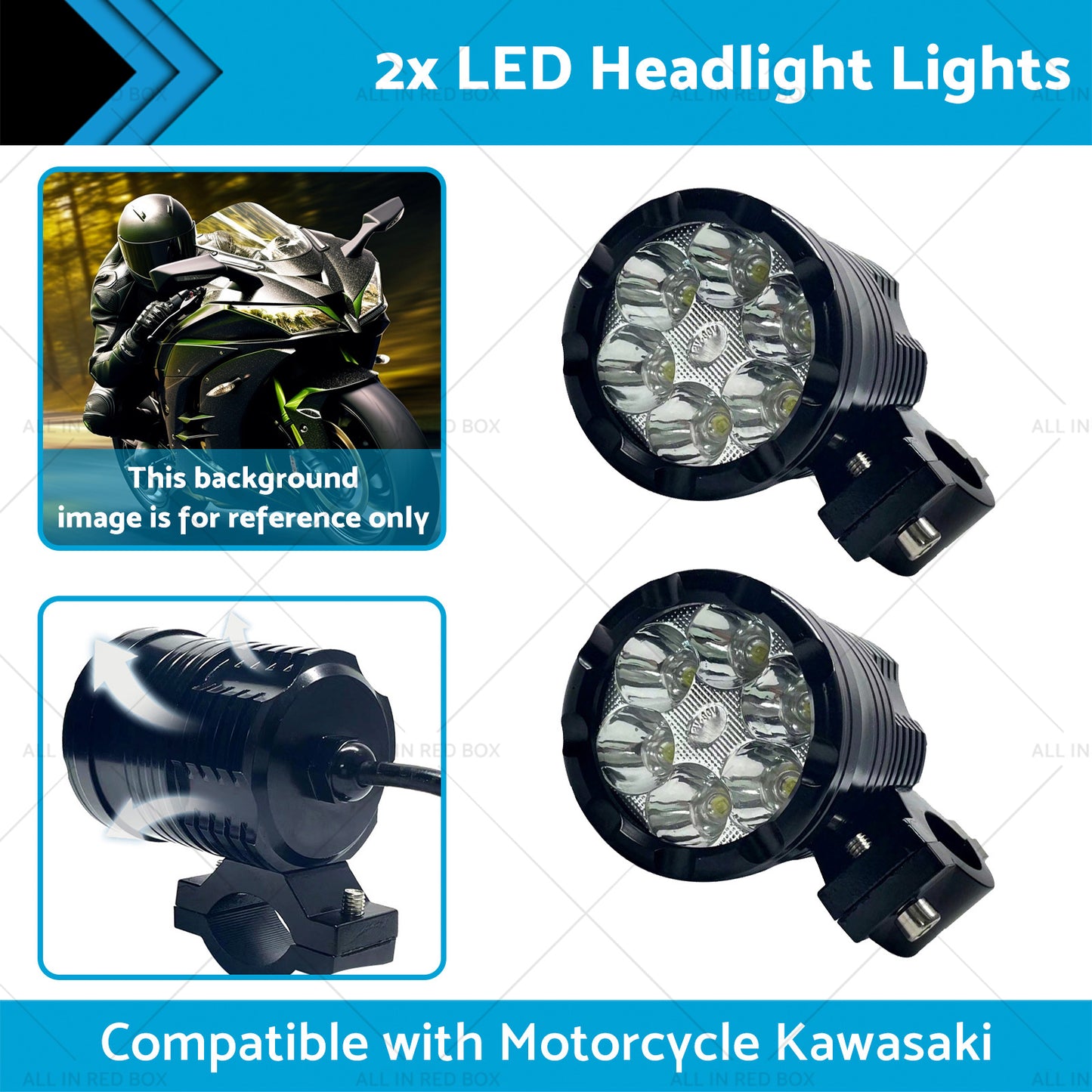 2x LED Headlight Lights Motorcycle Waterproof Driving Fog Spotlight Lamp