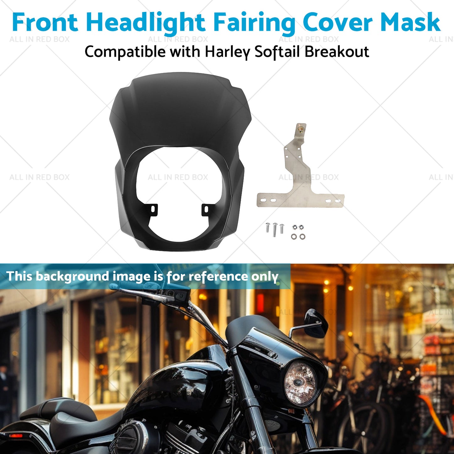 1x Front Headlight Fairing Cover Mask Suitable for Harley Softail Breakout 18-23