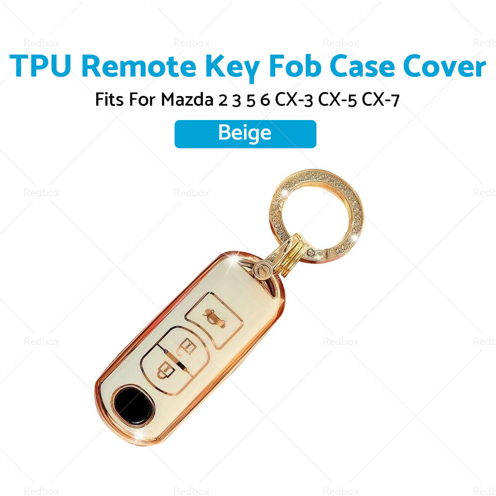 Beige TPU Car Remote Key Fob Case Cover Fits For Mazda 2 3 5 6 CX-3 CX-5 CX-7