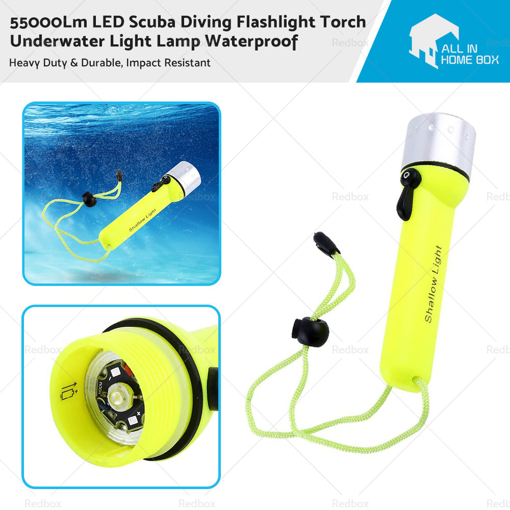 55000Lm LED Scuba Diving Flashlight Torch Underwater Light Lamp Waterproof