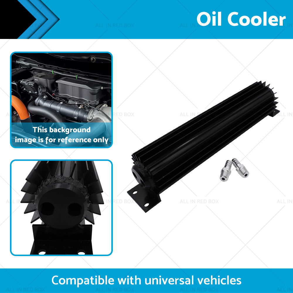 Oil Cooler Universal 12'' Aluminum Dual Pass Finned Transmission W Fittings SL