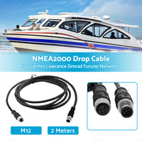 2m NMEA2000 Drop Cable Black 5-Core Female Straight Head to Male Straight Head