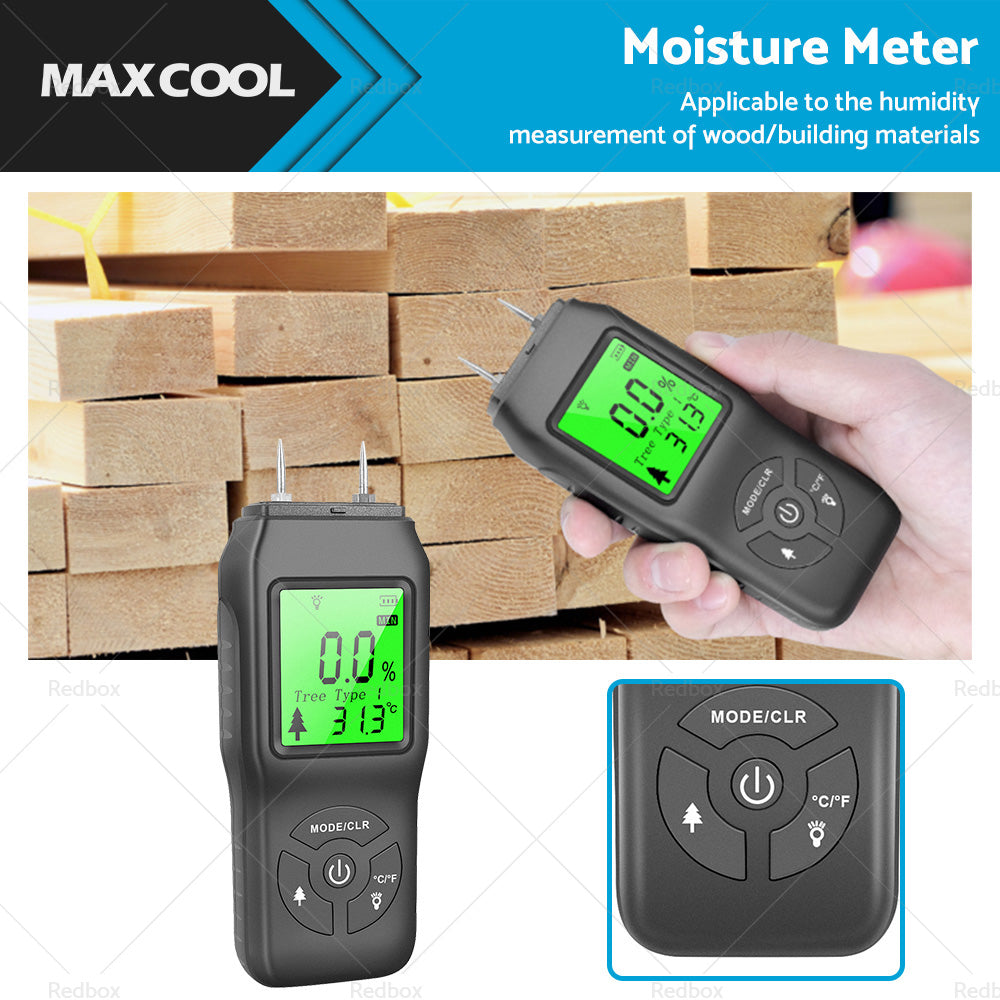 2-Pin Digital LCD Moisture Meter Damp Detector Wood Humidity CaravanTester Tool