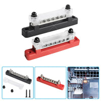 1 Red  and  1 black Bus Bar Power Distribution Terminal Block 6 Way 12V 150A Rated