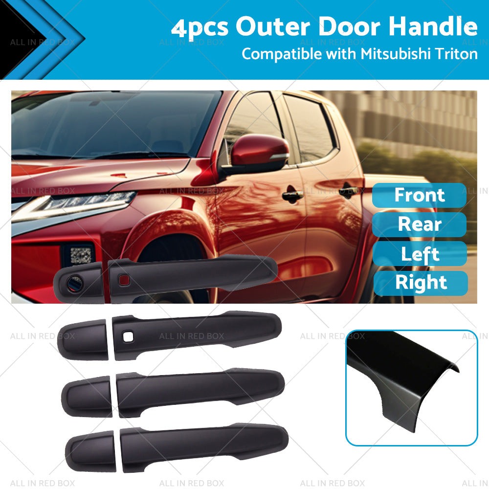 4PCS Matt Black Door Handle Cover Suitable For Mitsubishi Triton MQ MR 2015-2021