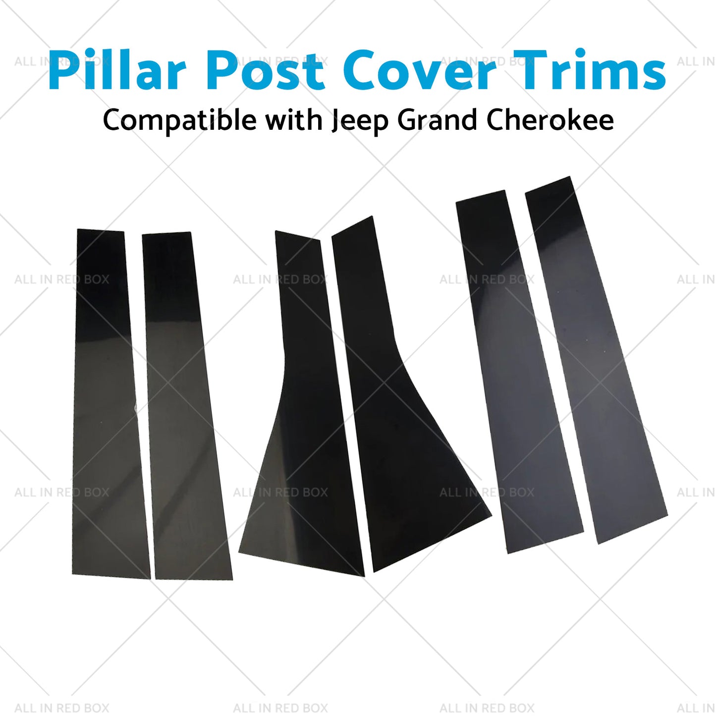 6PCS Black Pillar Post Cover Trims Suitable for 2011-2021 Jeep Grand Cherokee