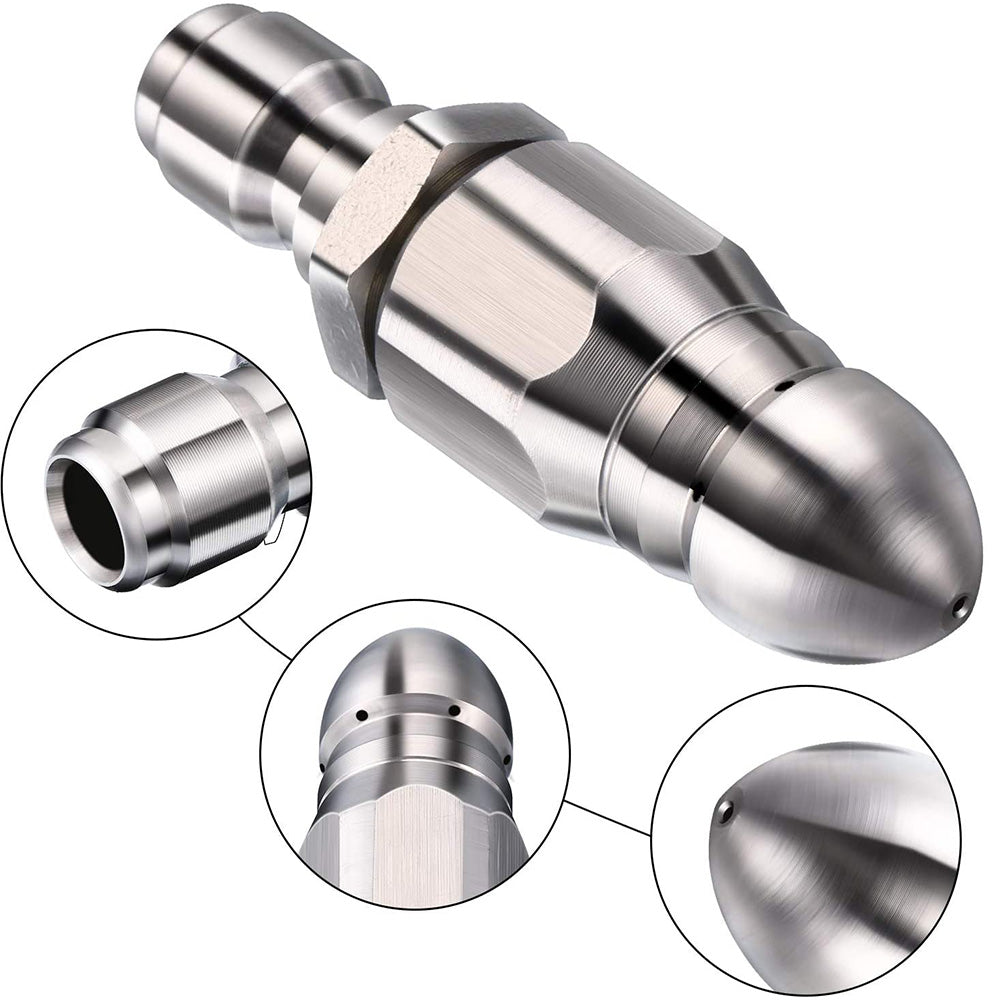 Stainless Steel Sewer Jetter Nozzle For Pressure Washer w or 1 or 4''Connect for Drain