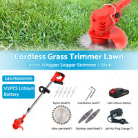 1/2 Battery Cordless Grass Trimmer Lawn Electric Whipper Snipper Strimmer 7Blade