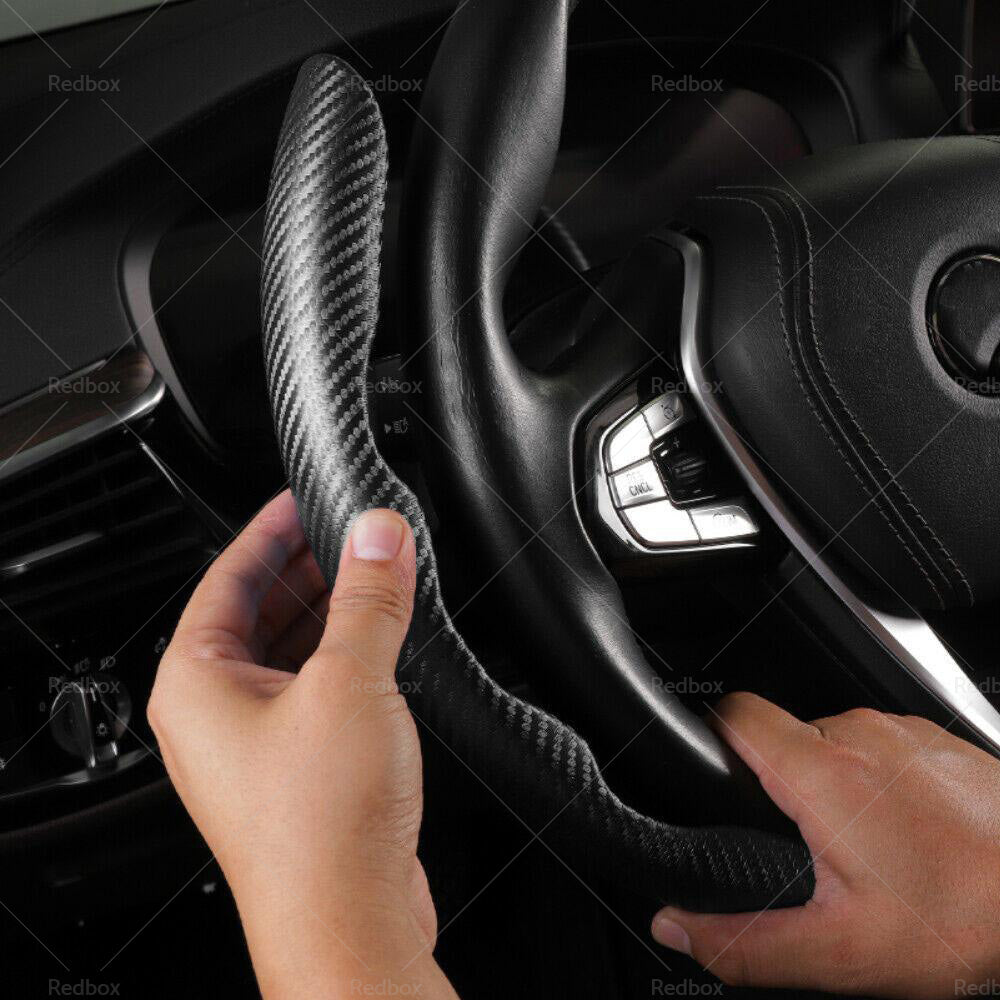 2x Black Carbon Fiber Car Steering Wheel Booster Non-Slip Cover Trim Accessories