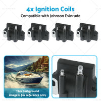 4x Ignition Coils Suitable for Johnson or Evinrude 2-Stroke 8-300HP Motor 582508