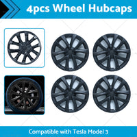 4PCS Matt Black Wheel Cover Hub Caps Rim Hubcap Suitable for Tesla Model 3