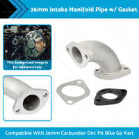 26mm Intake Manifold Pipe w  Gasket For 26mm Carburetor Dirt Pit Bike Go Kart