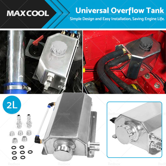 Universal Aluminum 2L Coolant Radiator Overflow Recovery Water Tank Bottle