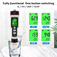 Portable 4 In 1 Hydrogen-Rich Test Pen PH ORP TEMP Water Quality Meter Tester