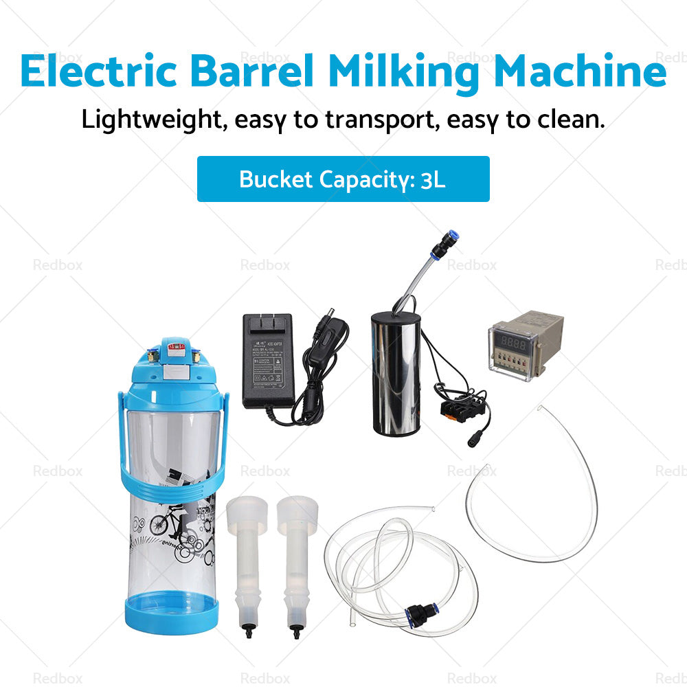 3L Electric Barrel Milking Machine Sheep Cow Milker Vacuum PumpPulse Controller