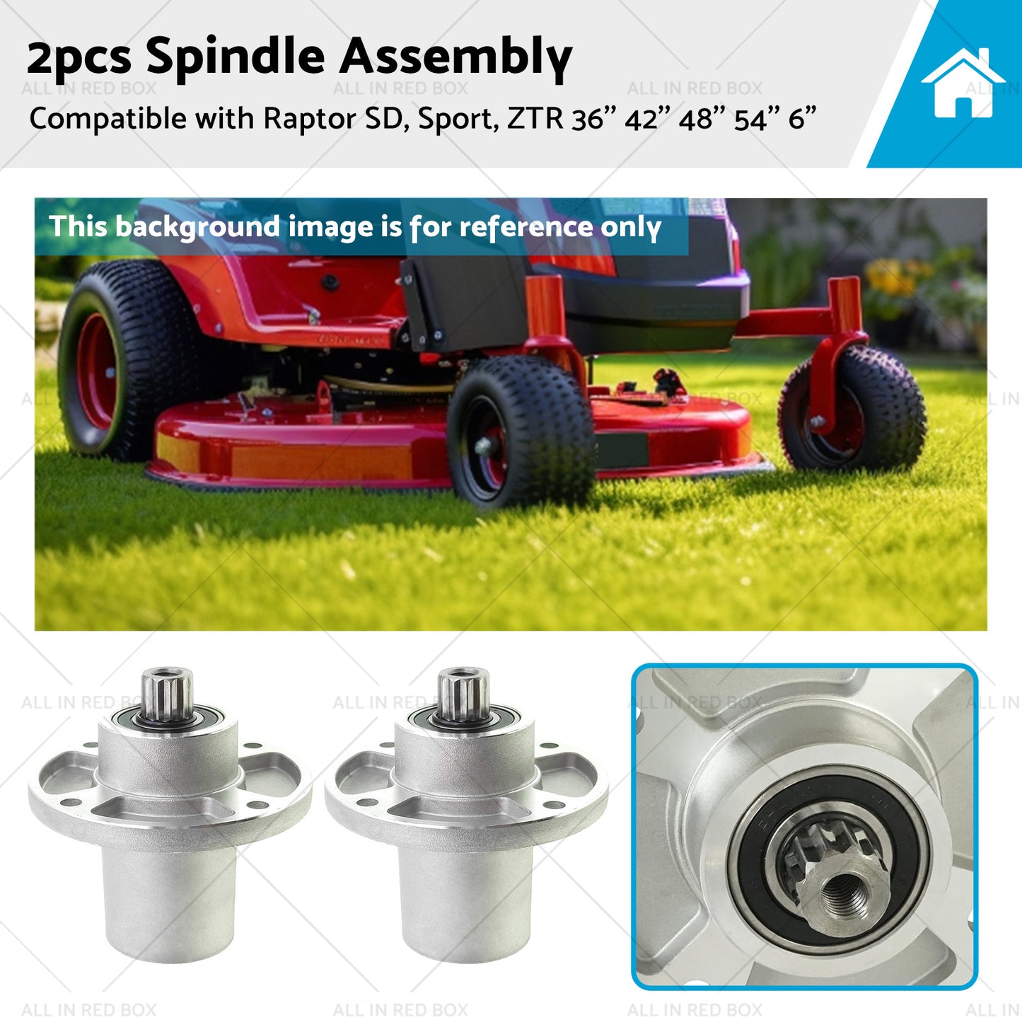 2x Blade Spindle Assembly Suitable for Raptor SD, Sport, ZTR 36'' 42'' 48'' 54''