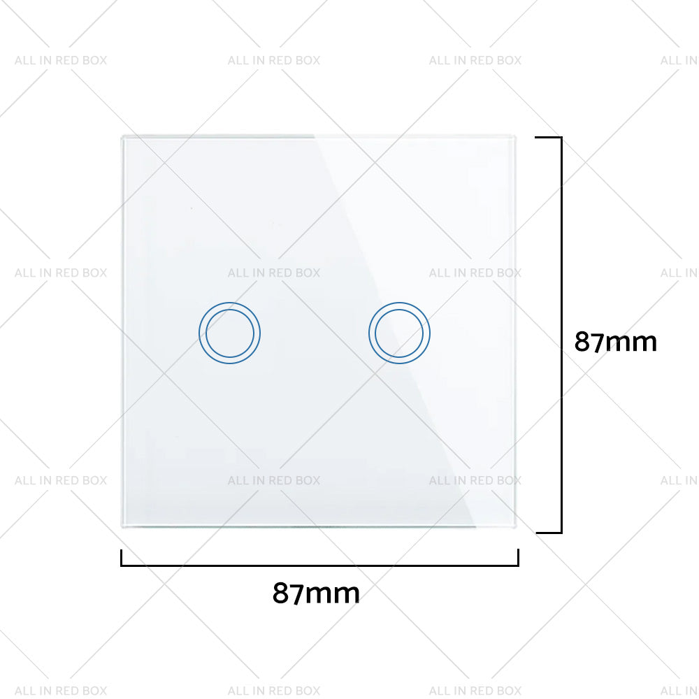 87x87mm Touch Wall Light Switch LED 2 Gang 1way Touch Glass Switch