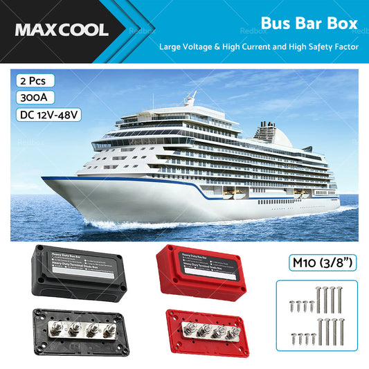 M10 300A DC12V-48V Stud Bus Bar Power Distribution Box Terminal Block Heavy Duty