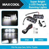 2X Super Bright 3 LED Daylight Running Lights Daytime Driving Light DRL White