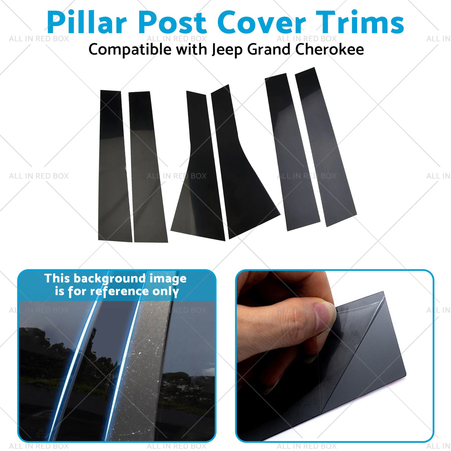 6PCS Black Pillar Post Cover Trims Suitable for 2011-2021 Jeep Grand Cherokee