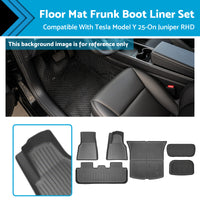 Floor Boot Frunk Mat Set 3D All-Weather Suitable For Model Y 2025-On Juniper RHD