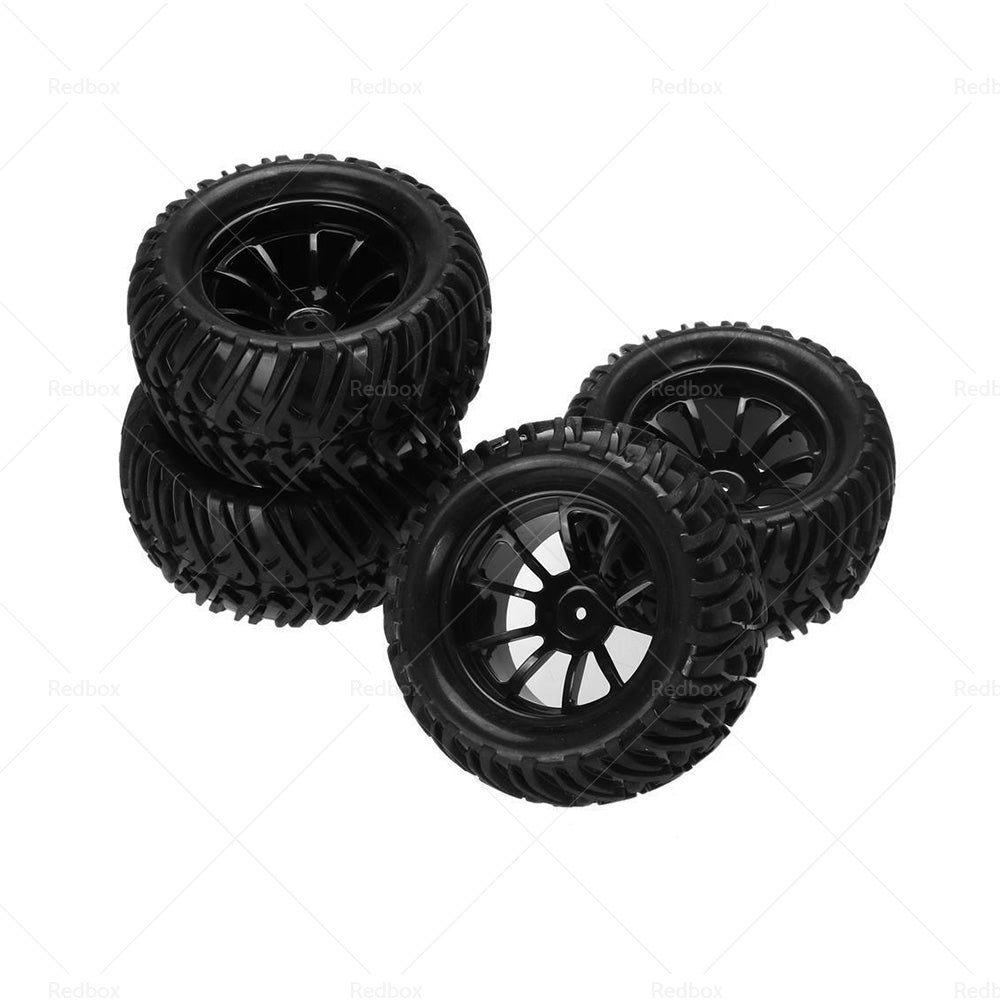 4x Wheel Rim  and  Tires Suitable For HSP 1 10 Monster Truck RC Car 12mm Hub